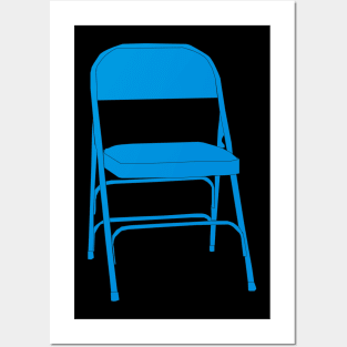 funny Vintage Blue Folding Chair: Humor Wrinkle Chair, Antique Folden Chair Designs Posters and Art